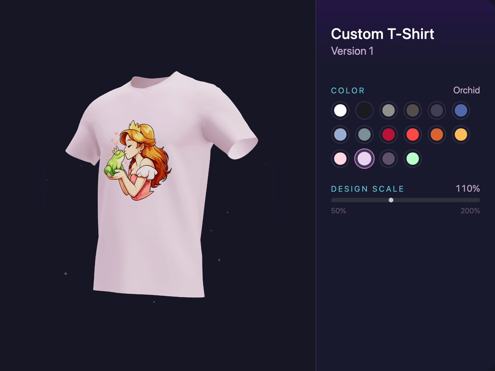 3D shirt preview with a generated design